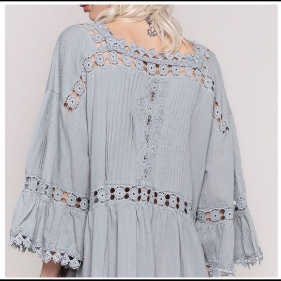 woven Tunic Dress with lace - Picture 8 of 14